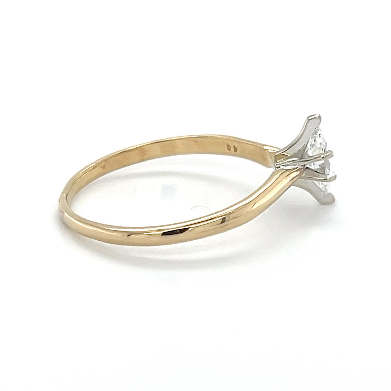 14K Yellow Gold Diamond Lady's Solitaire Ring; Size 14