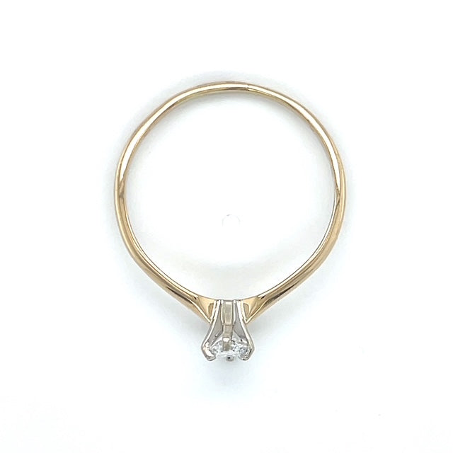14K Yellow Gold Diamond Lady's Solitaire Ring; Size 14