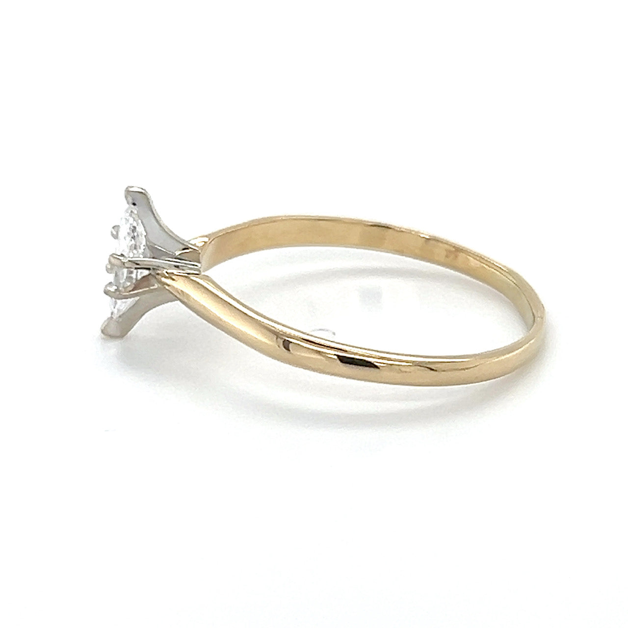 14K Yellow Gold Diamond Lady's Solitaire Ring; Size 14