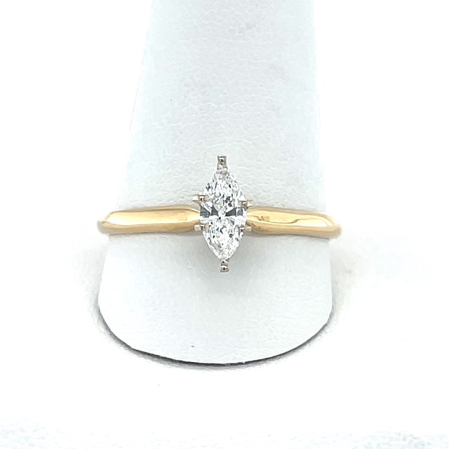 14K Yellow Gold Diamond Lady's Solitaire Ring; Size 14