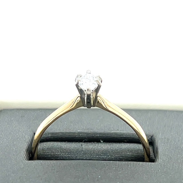 14K Yellow Gold Diamond Lady's Solitaire Ring; Size 14