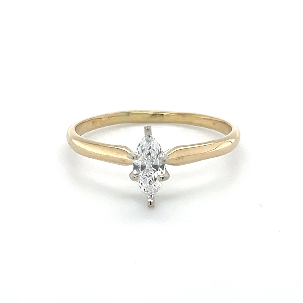 14K Yellow Gold Diamond Lady's Solitaire Ring; Size 14