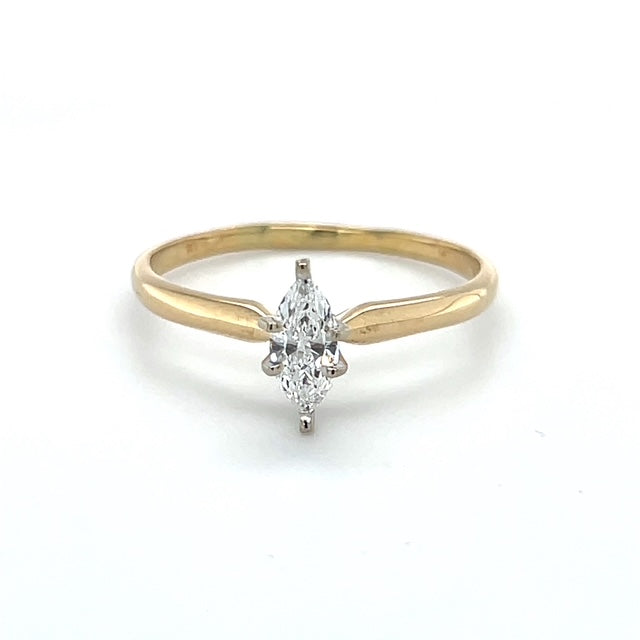 14K Yellow Gold Diamond Lady's Solitaire Ring; Size 14