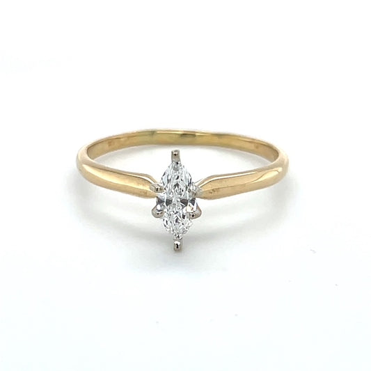 14K Yellow Gold Diamond Lady's Solitaire Ring; Size 14