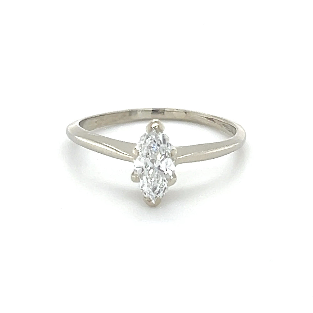 14K White Gold Diamond Lady's Solitaire Ring;  Size 8