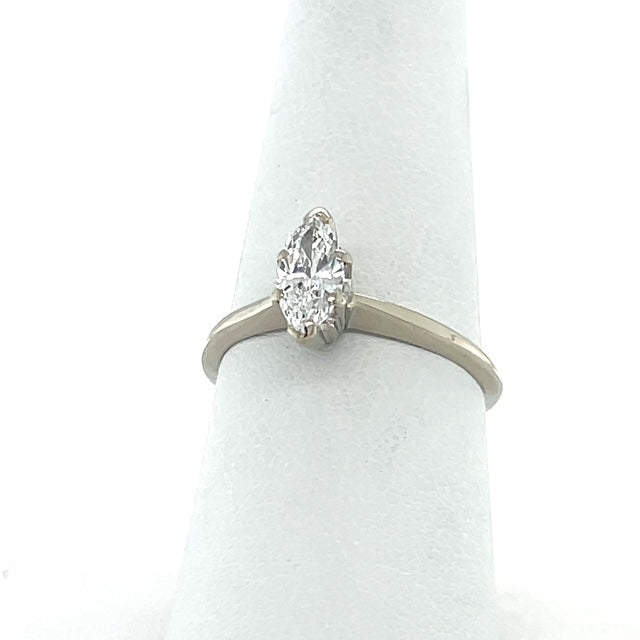 14K White Gold Diamond Lady's Solitaire Ring;  Size 8