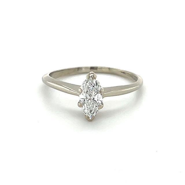 14K White Gold Diamond Lady's Solitaire Ring;  Size 8