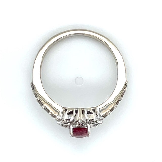 14K White Gold Le Vian Diamond & Ruby Lady's Ring; Size 7