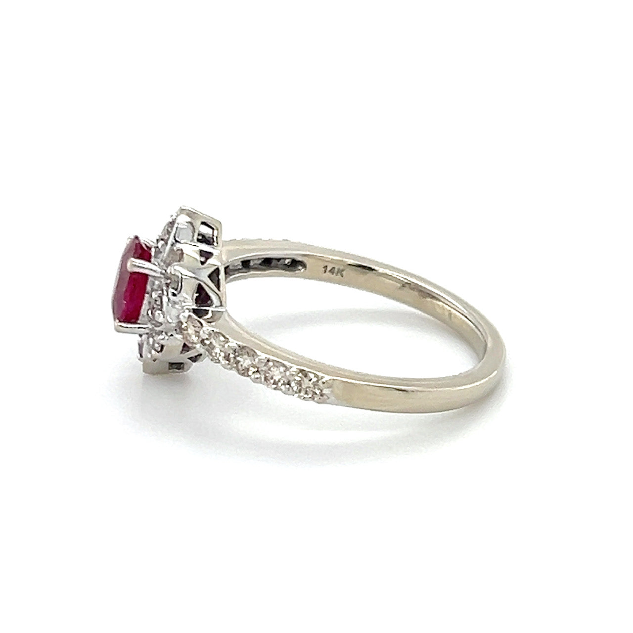 14K White Gold Le Vian Diamond & Ruby Lady's Ring; Size 7
