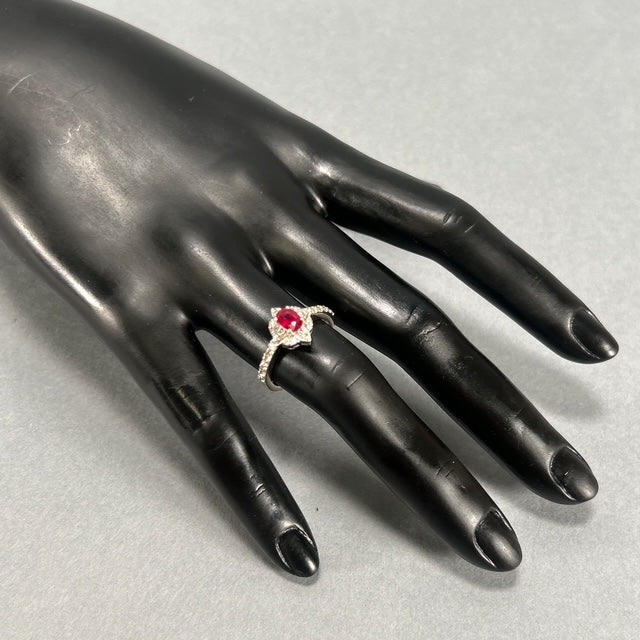 14K White Gold Le Vian Diamond & Ruby Lady's Ring; Size 7