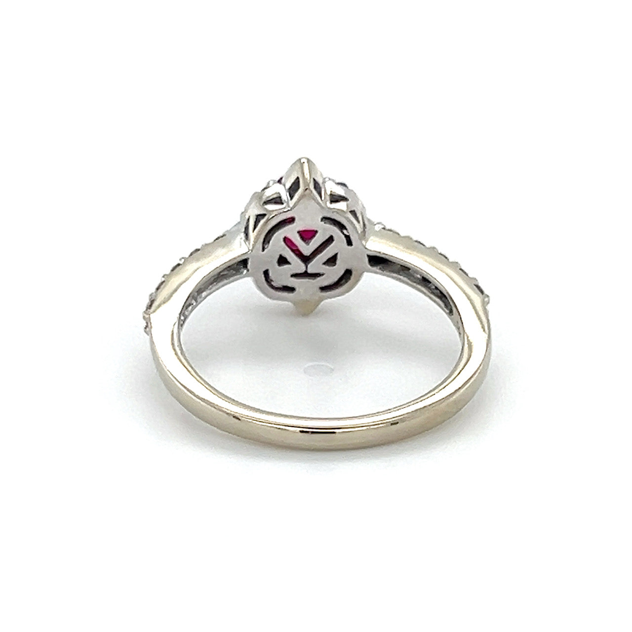14K White Gold Le Vian Diamond & Ruby Lady's Ring; Size 7