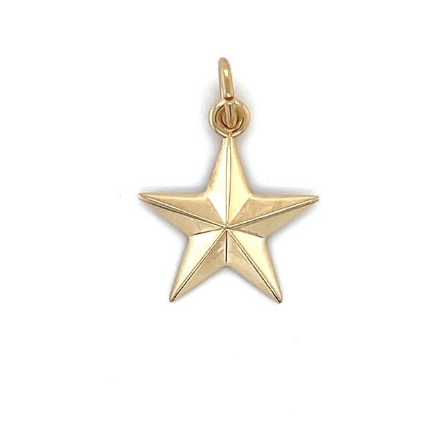 14K Yellow Gold Star Pendant; 0.6DWT