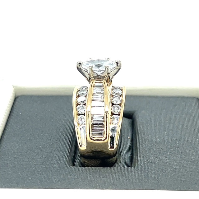 14K Yellow Gold Diamond Lady's Ring; Size 6.5
