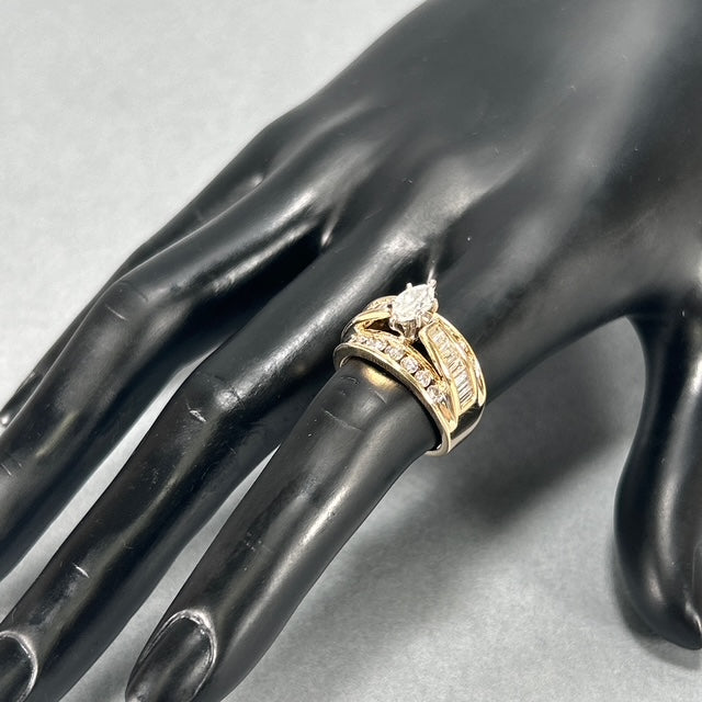14K Yellow Gold Diamond Lady's Ring; Size 6.5
