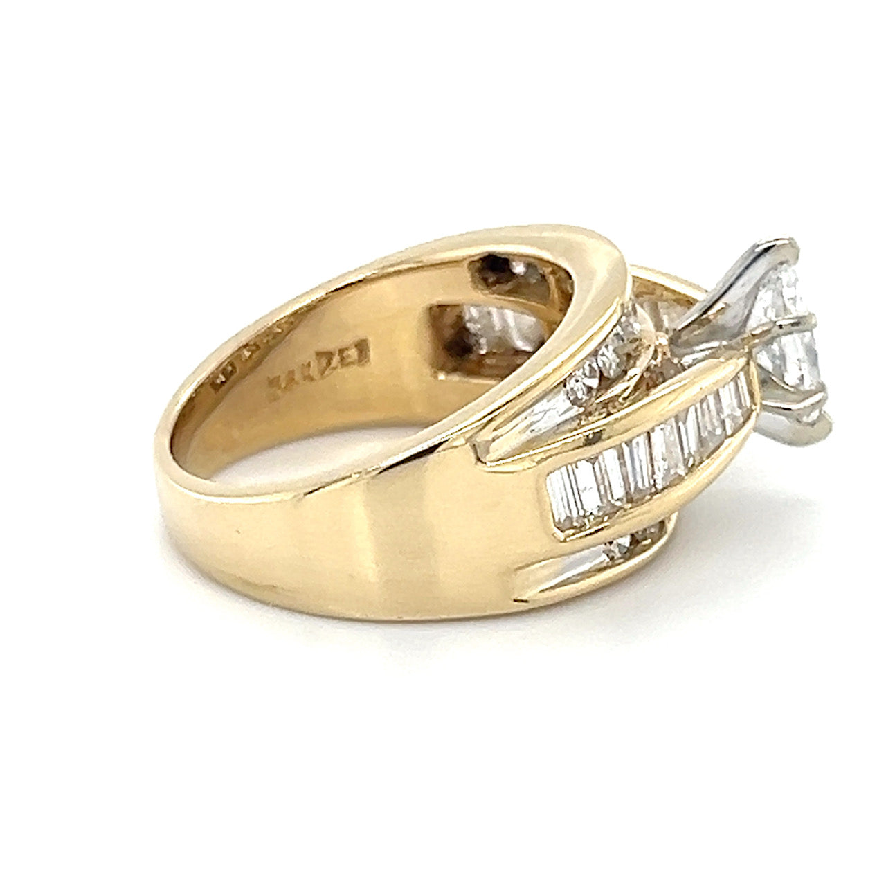 14K Yellow Gold Diamond Lady's Ring; Size 6.5