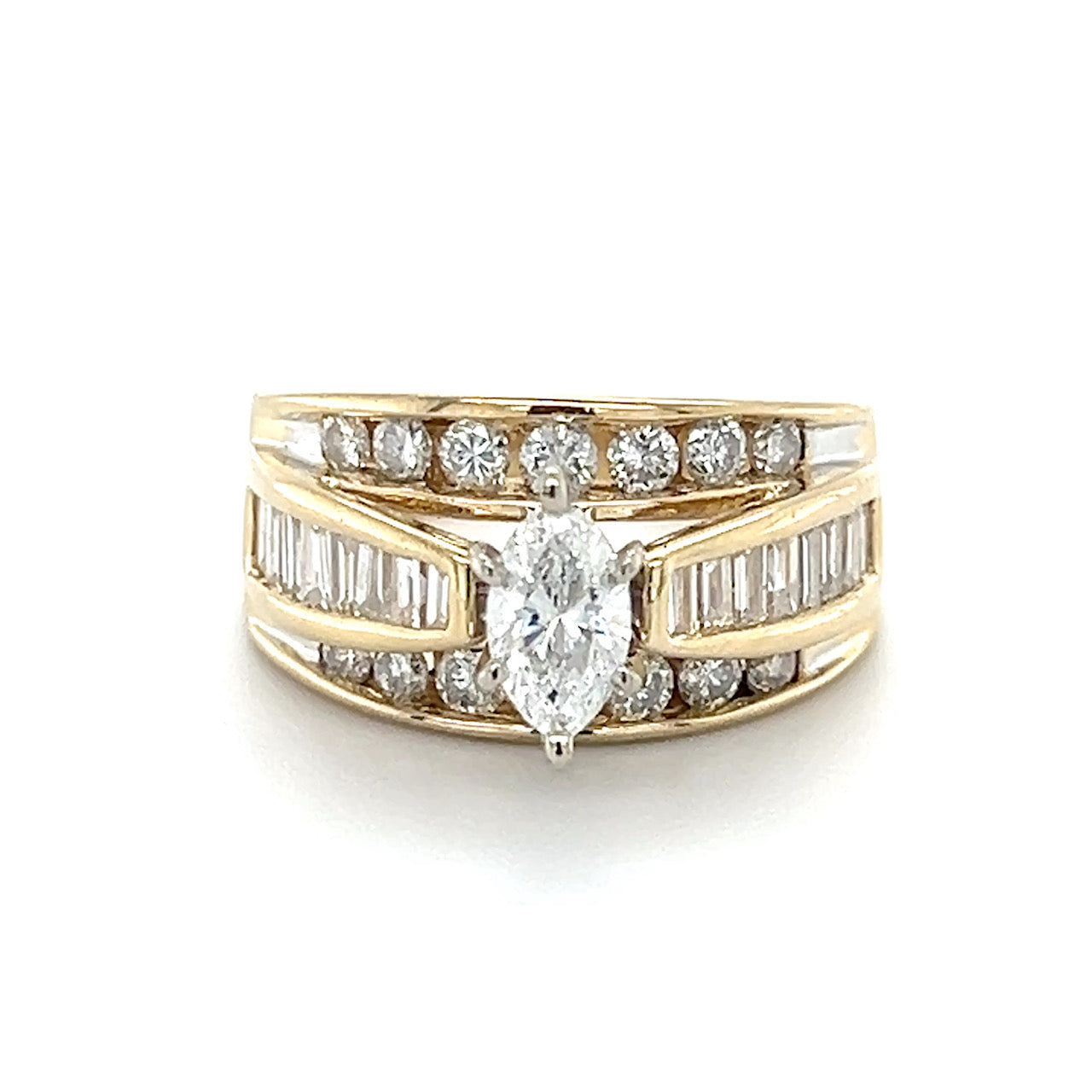 14K Yellow Gold Diamond Lady's Ring; Size 6.5