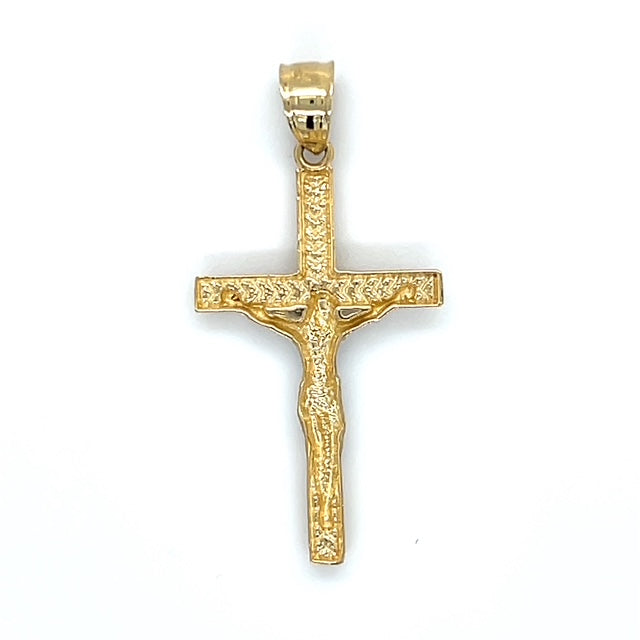 10K Two-Tone Gold Jesus on a Cross Pendant