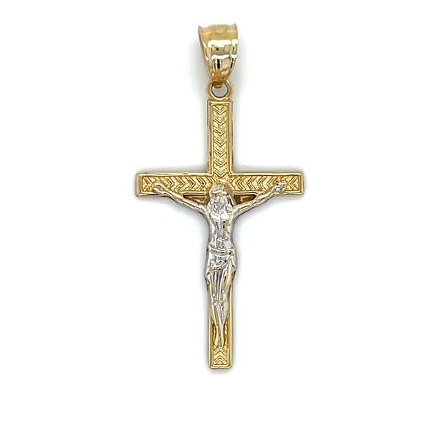 10K Two-Tone Gold Jesus on a Cross Pendant