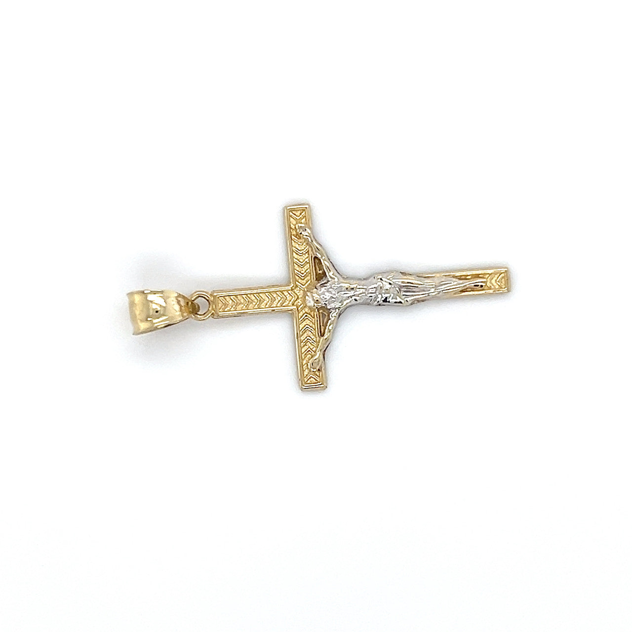 10K Two-Tone Gold Jesus on a Cross Pendant