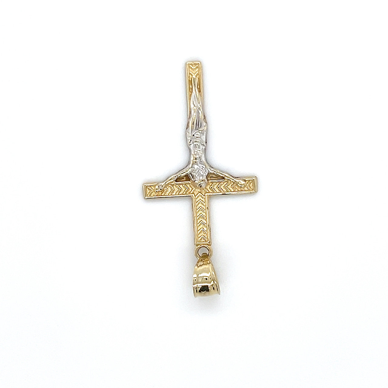 10K Two-Tone Gold Jesus on a Cross Pendant