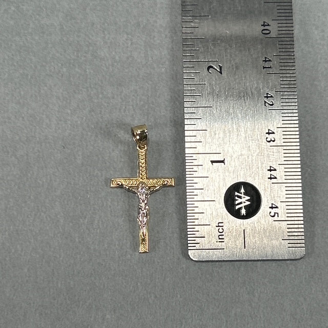 10K Two-Tone Gold Jesus on a Cross Pendant