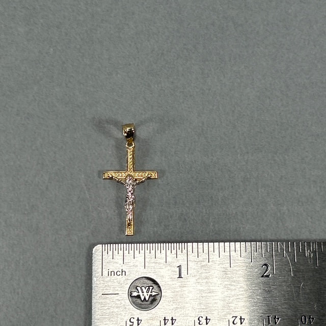 10K Two-Tone Gold Jesus on a Cross Pendant