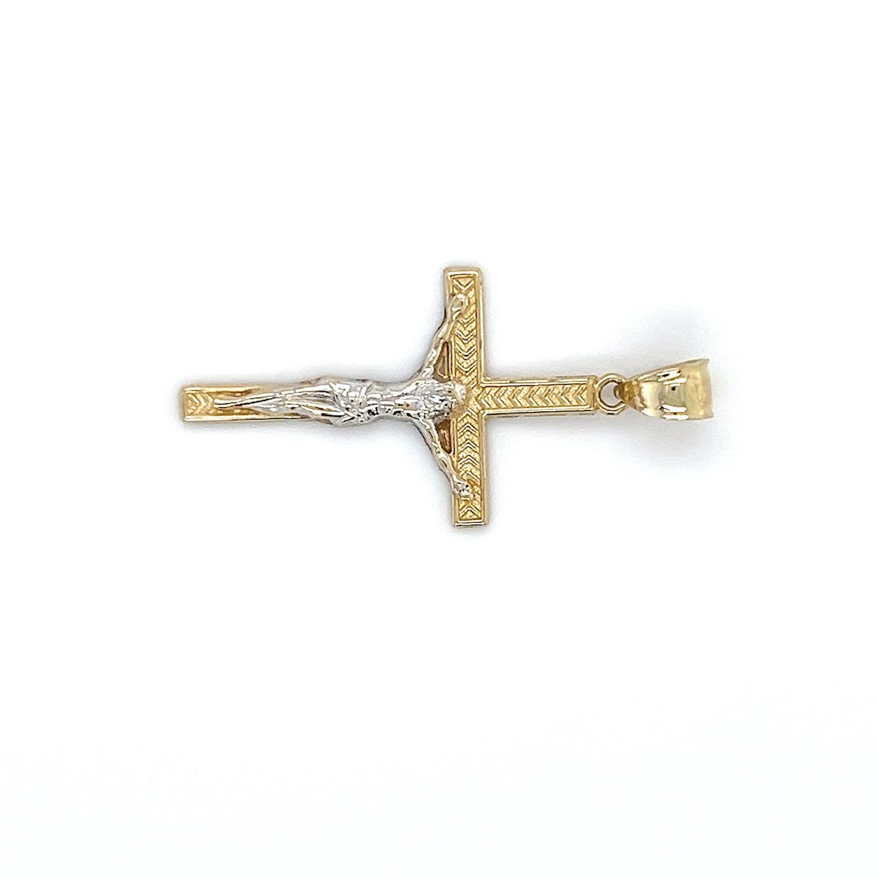 10K Two-Tone Gold Jesus on a Cross Pendant