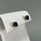 14K Yellow Gold Blue Diamond Stud Earrings