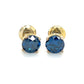 14K Yellow Gold Blue Diamond Stud Earrings
