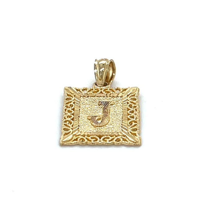 10K Yellow Gold Rectangle "J" Pendant