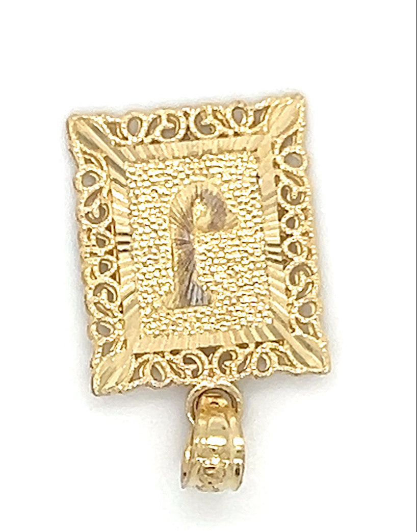 10K Yellow Gold Rectangle "J" Pendant