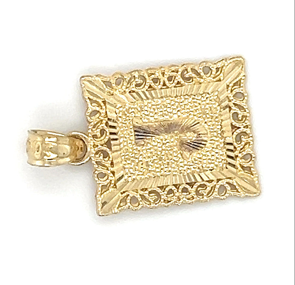10K Yellow Gold Rectangle "J" Pendant