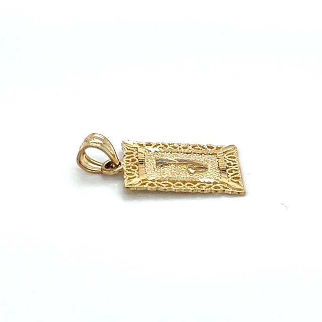 10K Yellow Gold Rectangle "J" Pendant