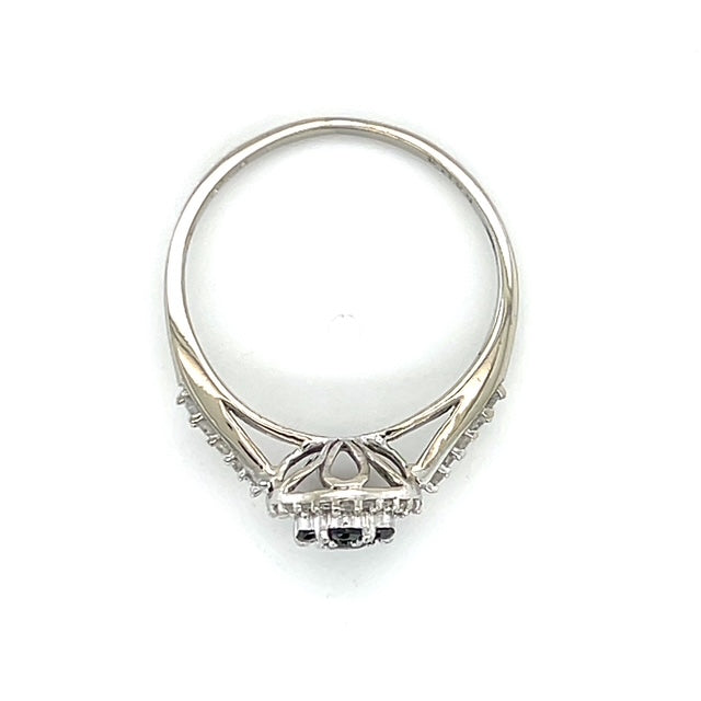 10K White Gold Sapphire Lady's Accent Ring; Size 7