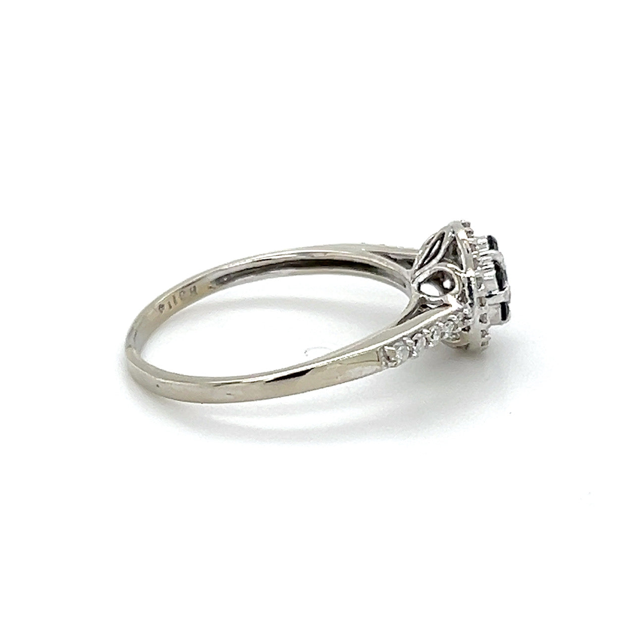 10K White Gold Sapphire Lady's Accent Ring; Size 7