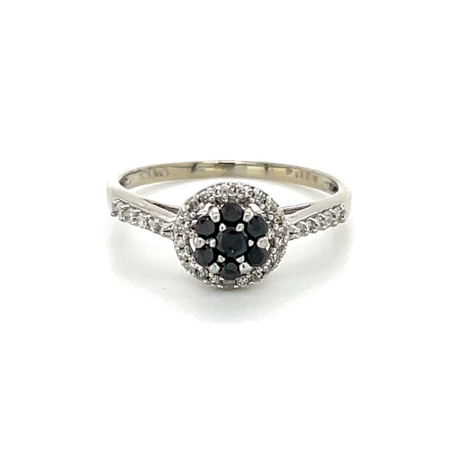 10K White Gold Sapphire Lady's Accent Ring; Size 7