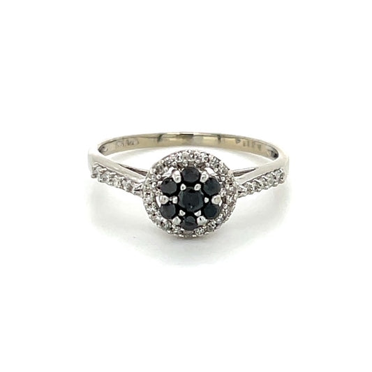 10K White Gold Sapphire Lady's Accent Ring; Size 7