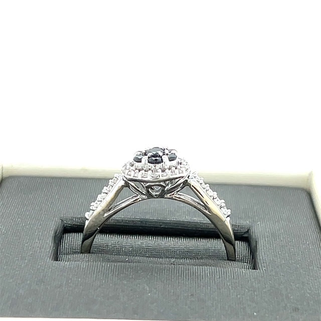 10K White Gold Sapphire Lady's Accent Ring; Size 7