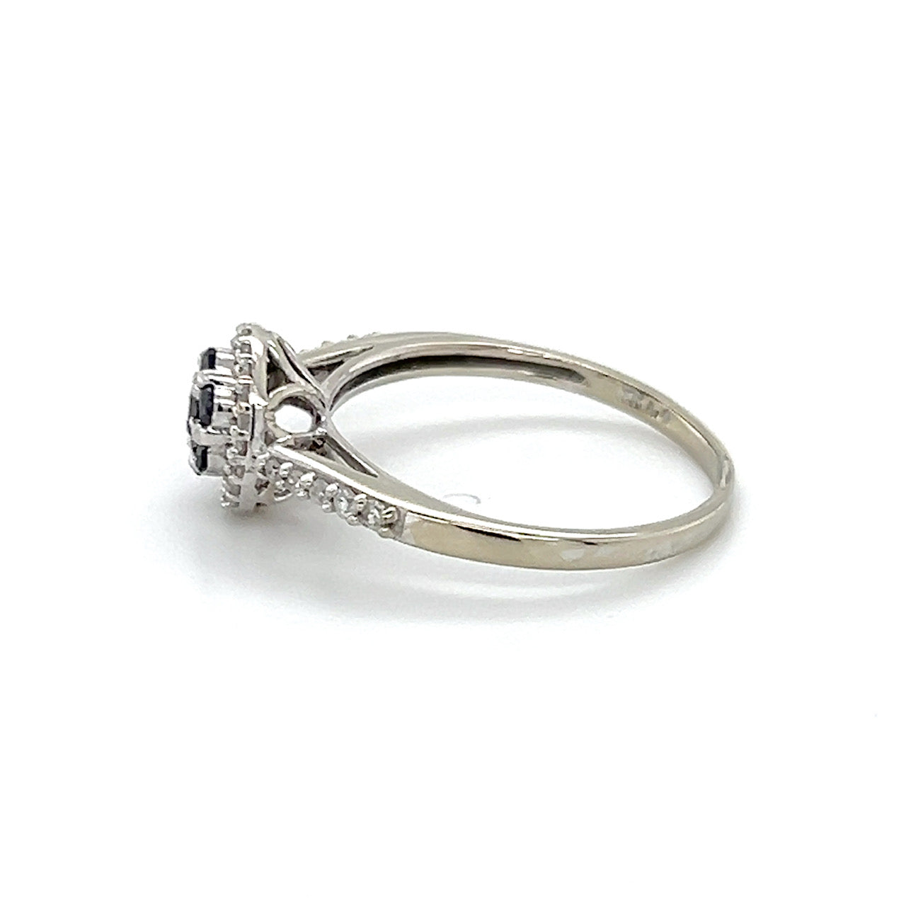 10K White Gold Sapphire Lady's Accent Ring; Size 7