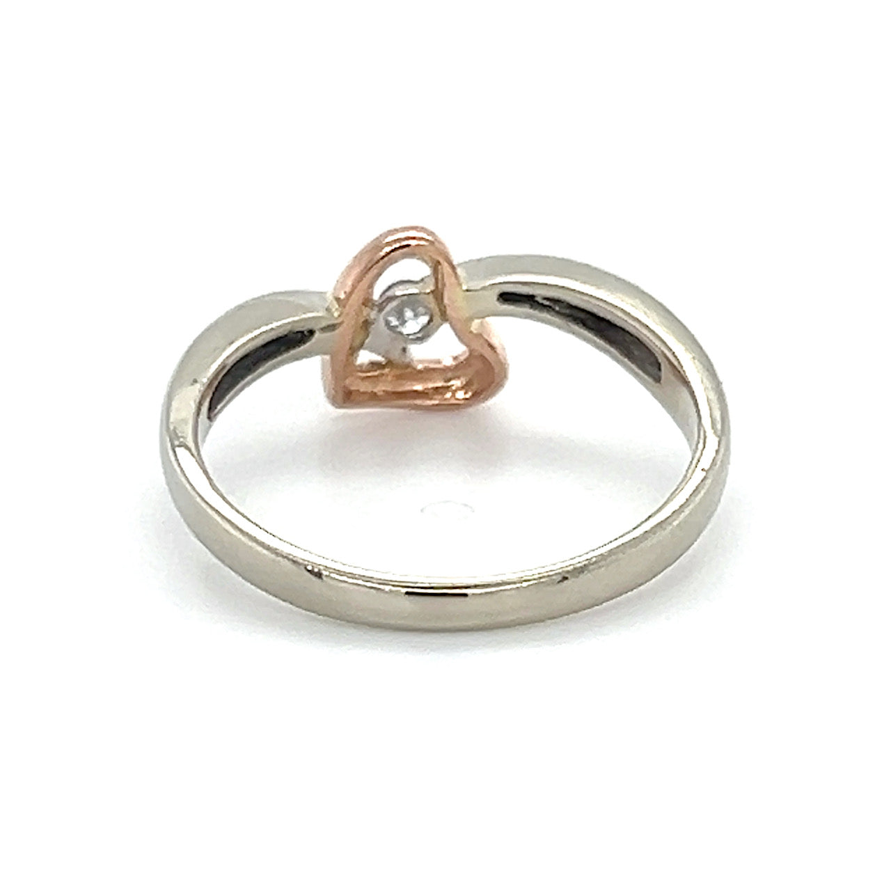 10K Two-Tone Gold Diamond Heart Ring; Size 7.5