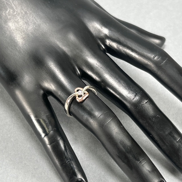 10K Two-Tone Gold Diamond Heart Ring; Size 7.5