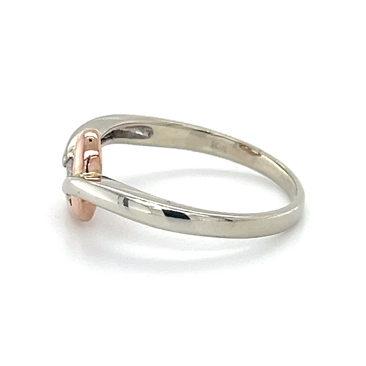 10K Two-Tone Gold Diamond Heart Ring; Size 7.5