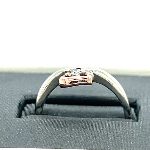 10K Two-Tone Gold Diamond Heart Ring; Size 7.5