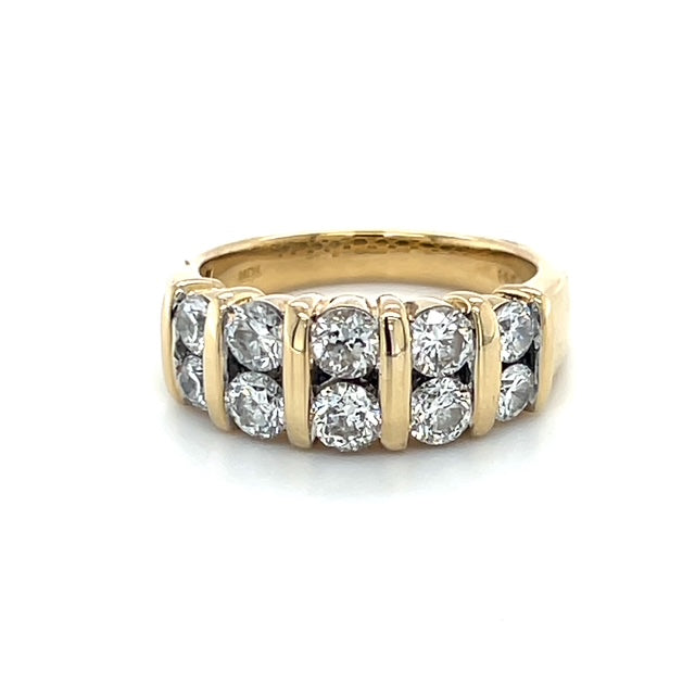 14K Yellow Gold Diamond Lady's Fashion Ring; Size 7