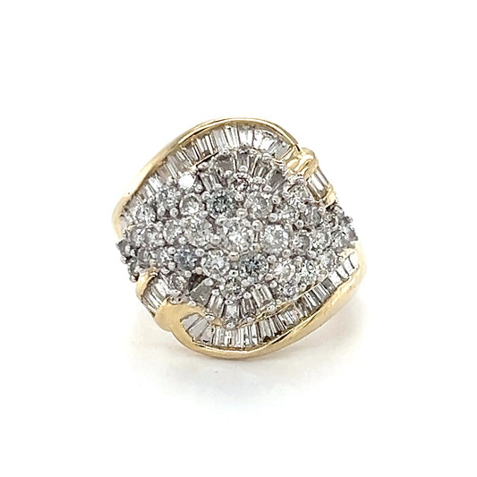 14K Yellow Gold Diamond Lady's Fashion Ring; Size 7