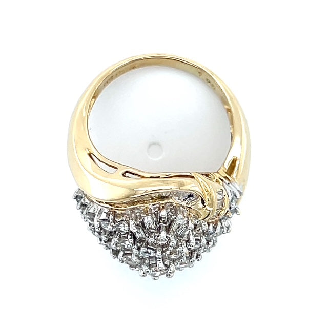 14K Yellow Gold Diamond Lady's Fashion Ring; Size 7