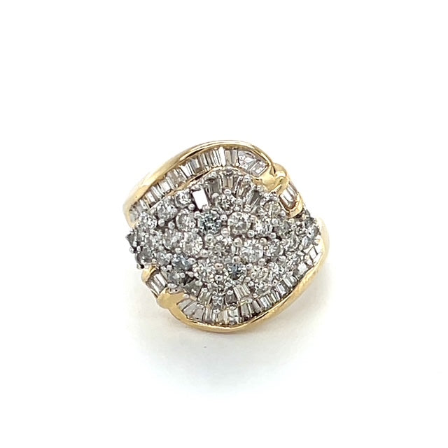 14K Yellow Gold Diamond Lady's Fashion Ring; Size 7