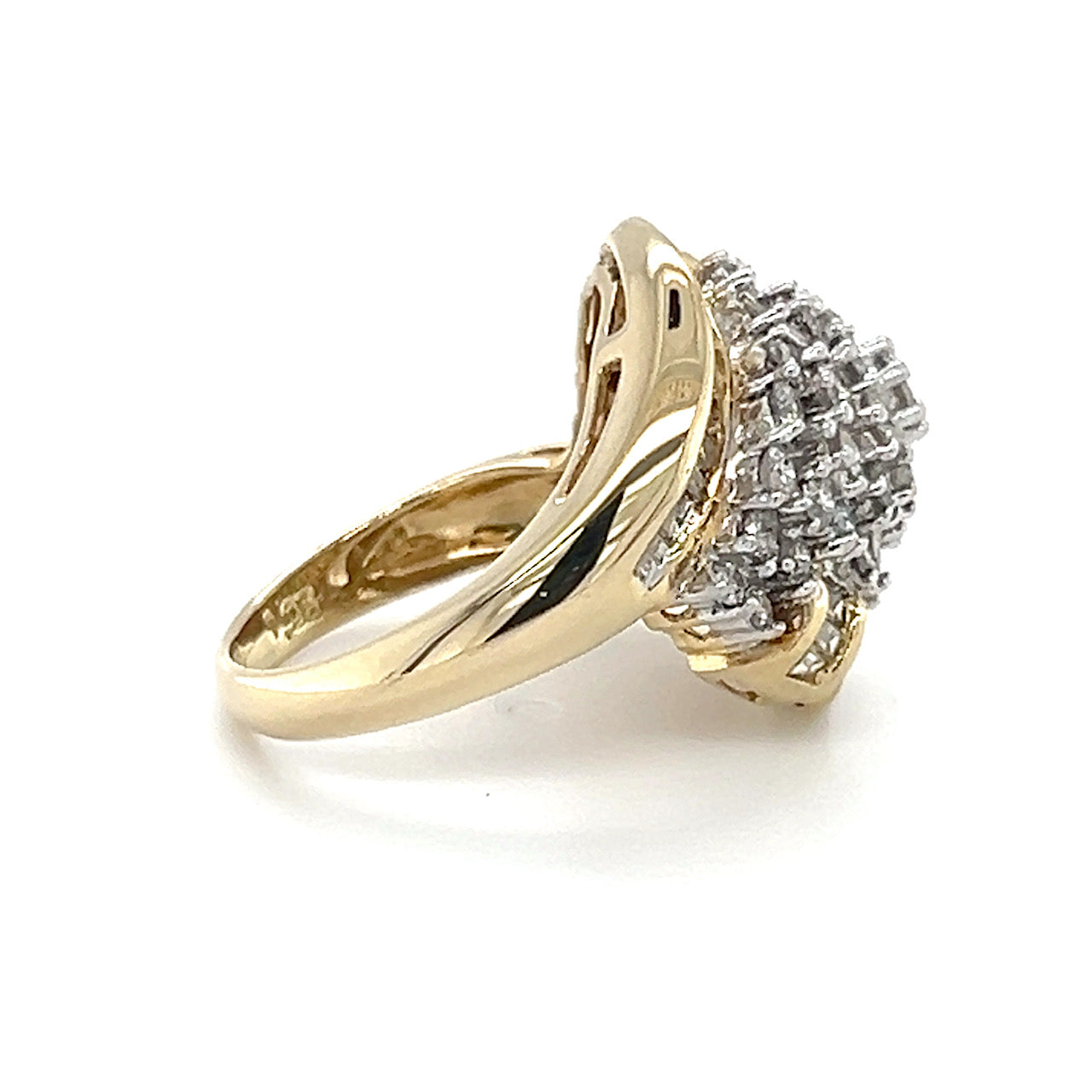 14K Yellow Gold Diamond Lady's Fashion Ring; Size 7