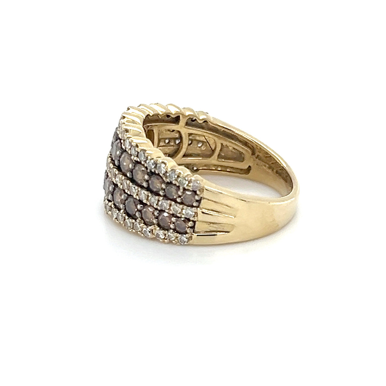 14K Yellow Gold Diamond Lady's Fashion Ring; Size 7