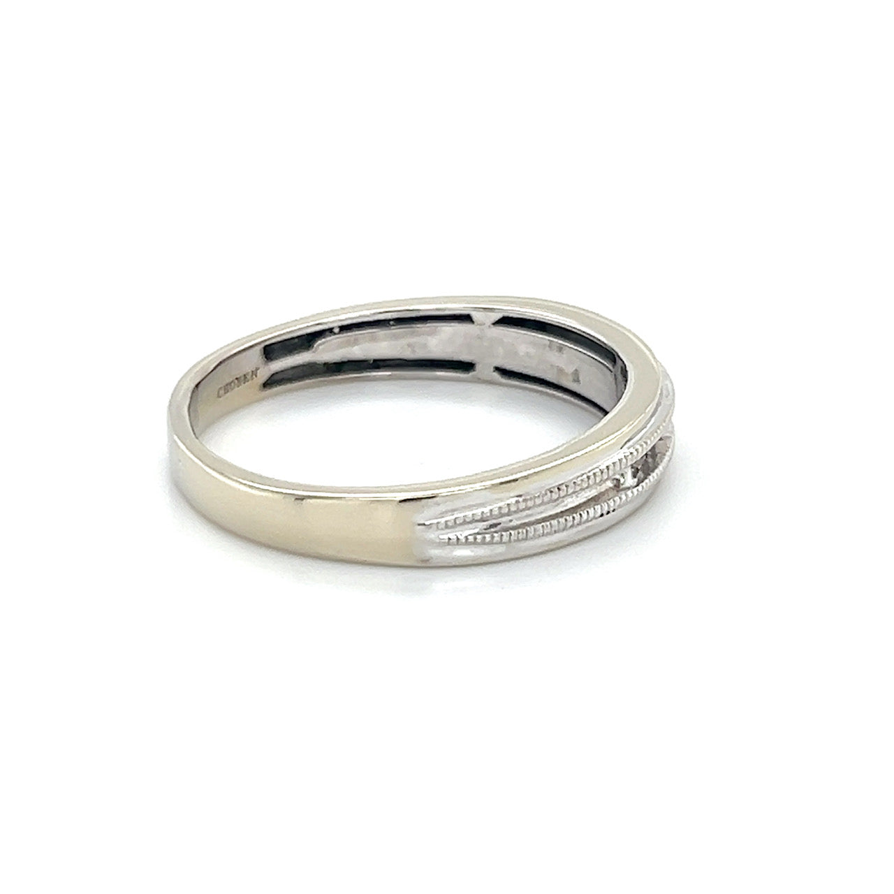 14K White Gold Diamond Gentleman's Wedding Band; Size 12.5